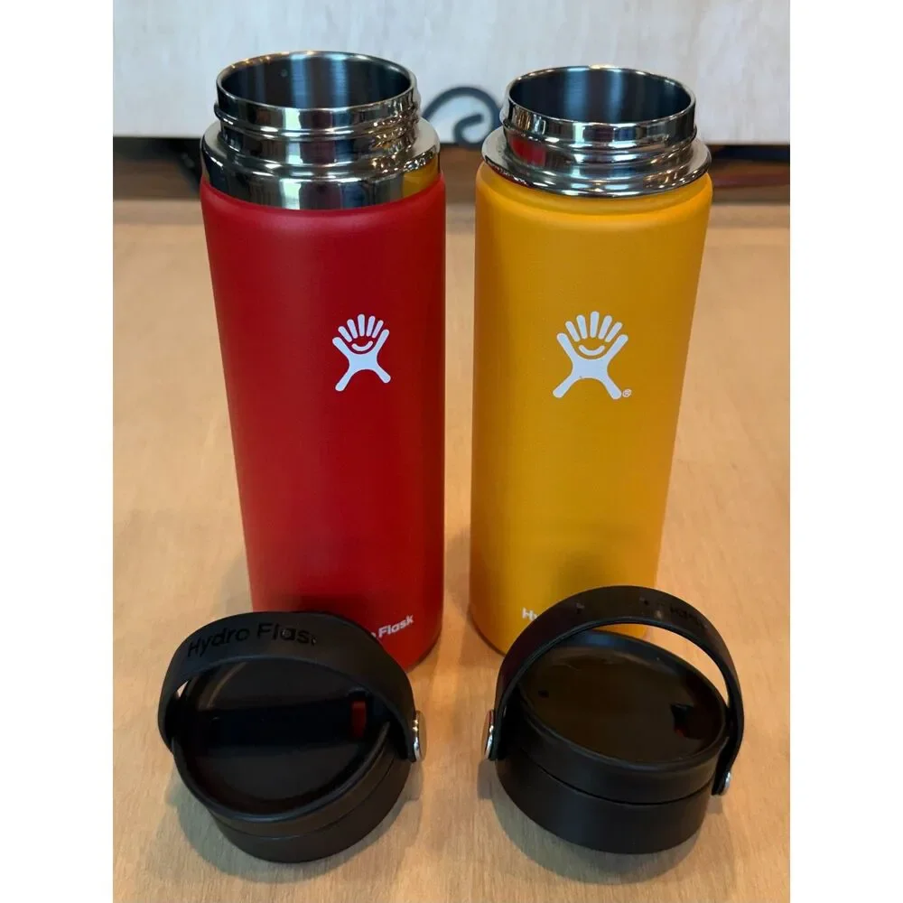 Hydro Flask 20 oz Wide Mouth Coffee Flex Sip Lid Lot of 2 Goji Red & Yellow